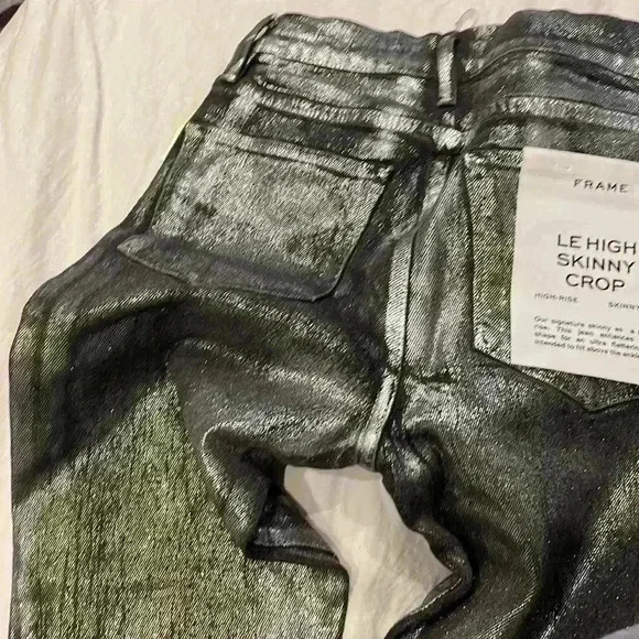 FRAME- NWT Le High Skinny Crop High Rise Silver /Black Jeans sz 24 - Picture 11 of 11